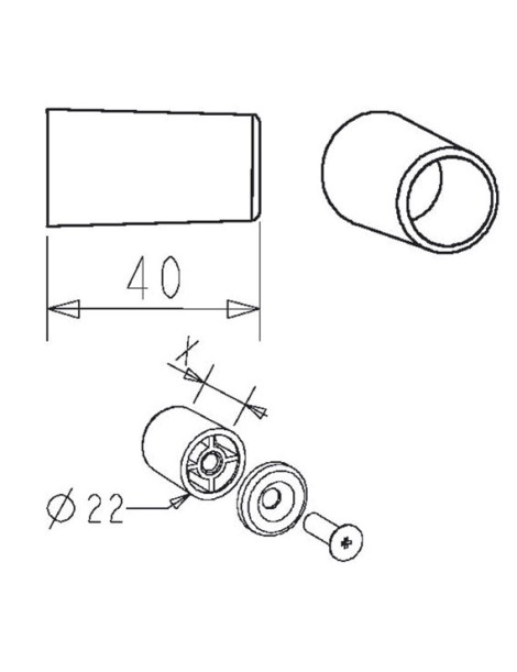 Butée de lame finale 40mm Grise