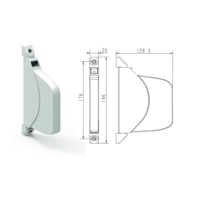 Enrouleur open carré  SA12 L5.00 blanc avec sangle