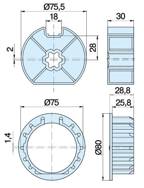 Roue et couronne Rond 78 à goutte pour moteur Becker D.60