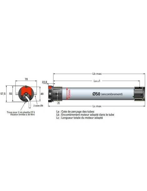 Moteur Simu T5 E BHz Radio Ø50 - 8 Nm Bi-directionnel