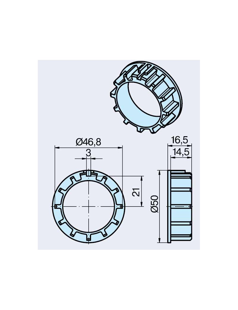 Couronne Rond Ø50 pour moteur Becker Ø40 Couronne Rond Ø50 pour moteur Becker Ø40