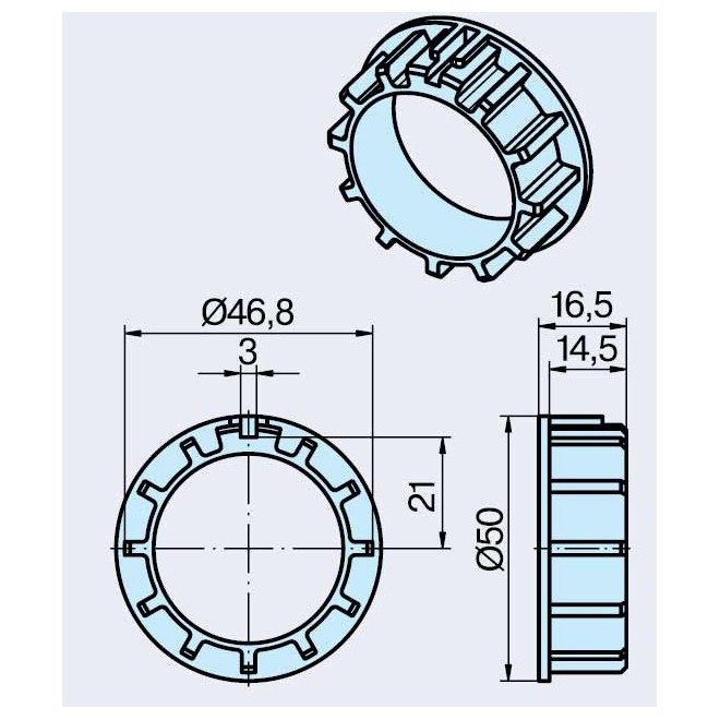 Couronne Rond Ø50 pour moteur Becker Ø40 Couronne Rond Ø50 pour moteur Becker Ø40