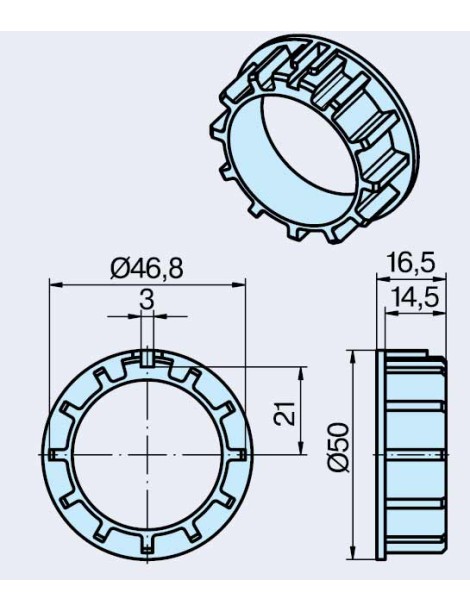 Couronne Rond Ø50 pour moteur Becker Ø40