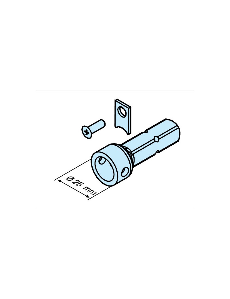 Rond de 25mm - carré de 16mm coté moteur Becker Type L44 - L120 Rond de 25mm - carré de 16mm coté moteur Becker Type L44 - L120