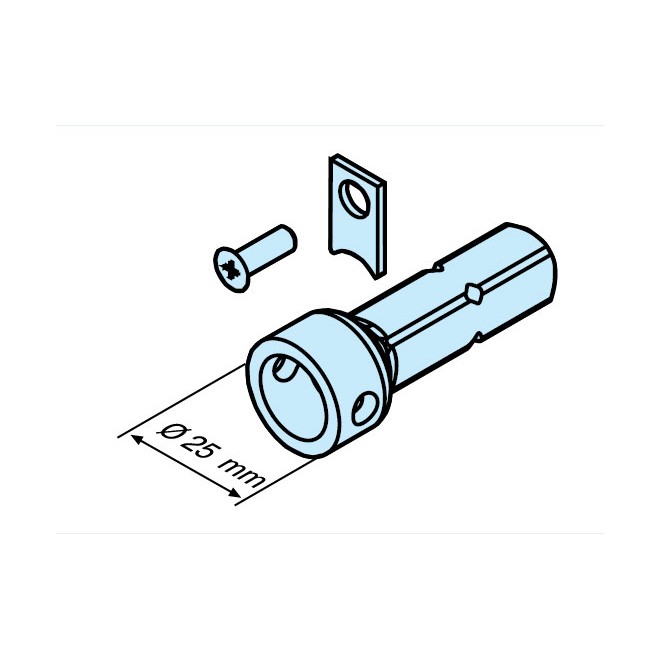 Rond de 25mm - carré de 16mm coté moteur Becker Type L44 - L120 Rond de 25mm - carré de 16mm coté moteur Becker Type L44 - L120