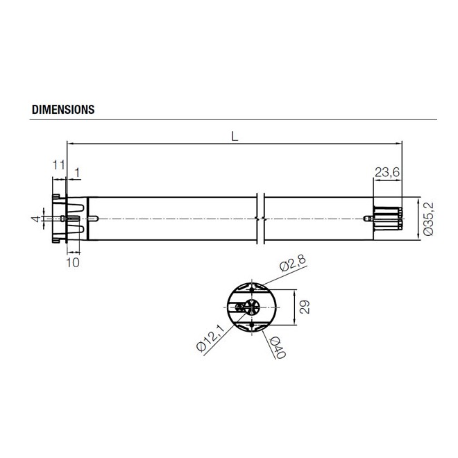 Moteur Nice Era E S 13/11 Filaire Ø35 schema