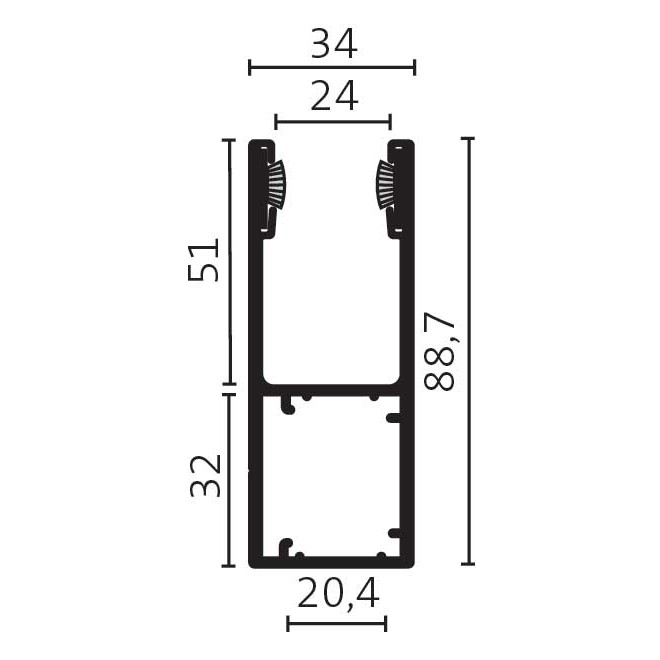 Coulisse Rénovation 89x34 230cm de long