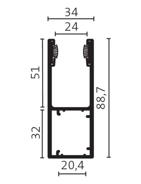 Coulisse Rénovation 89x34 230cm de long