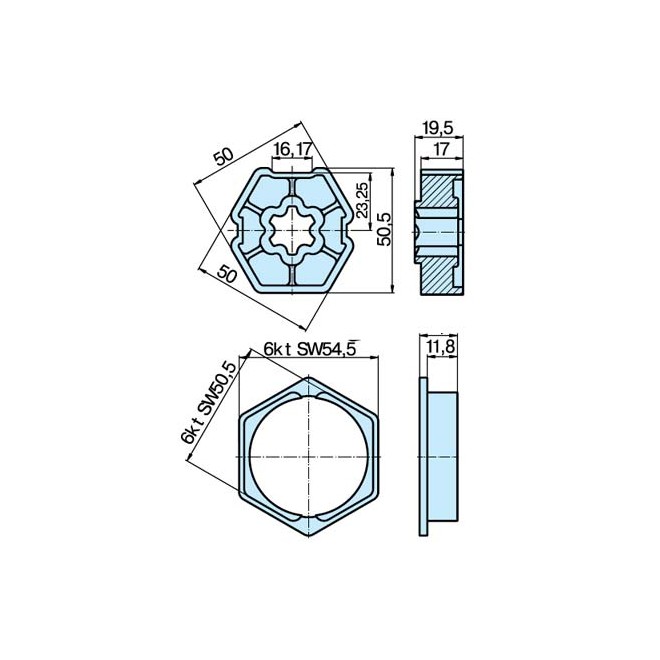 Roue et couronne Hexagonal 50 pour moteur Becker Roue et couronne Hexagonal 50 pour moteur Becker