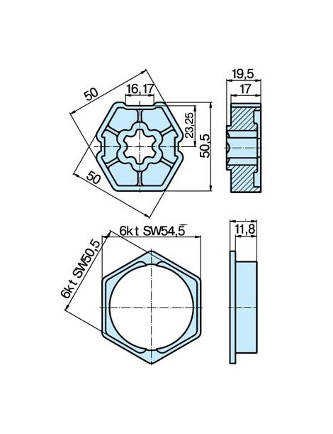 Roue et couronne Hexagonal 50 pour moteur Becker