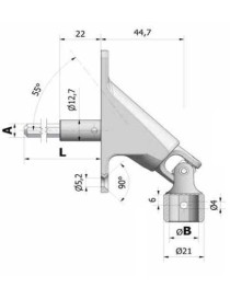 Sortie de caisson à 90° 6P7 - rond de 13mm femelle
