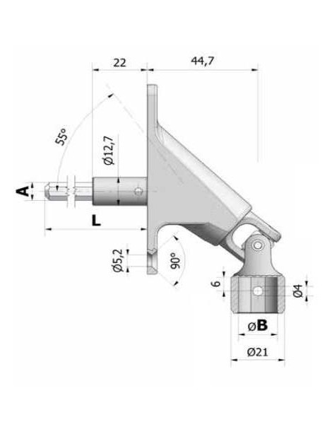 Sortie de caisson à 90° 6P7 - rond de 13mm femelle