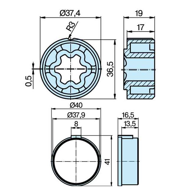 Couronne Rond Ø40x1mm pour moteur Becker Ø40 Couronne Rond Ø40x1mm pour moteur Becker Ø40