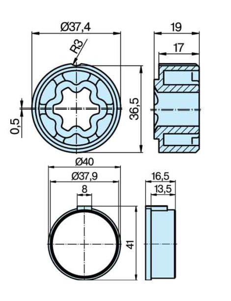 Couronne Rond Ø40x1mm pour moteur Becker Ø40