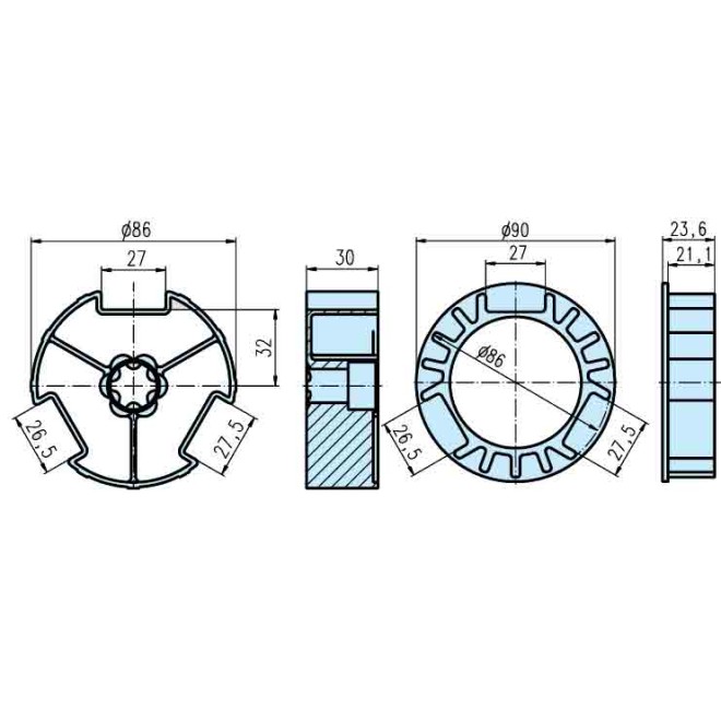 Roue et couronne Deprat 89 pour moteur Becker D60 Roue et couronne Deprat 89 pour moteur Becker D60