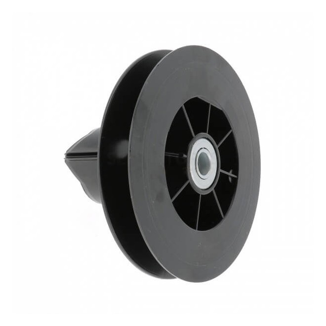 vue de profile Poulie - Tube Soprofen Ø50 - diamètre 104mm + roulement Ø10mm