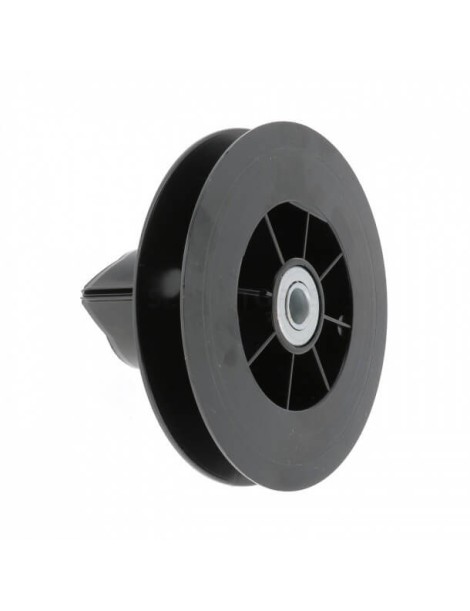 vue de profile Poulie - Tube Soprofen Ø50 - diamètre 104mm + roulement Ø10mm