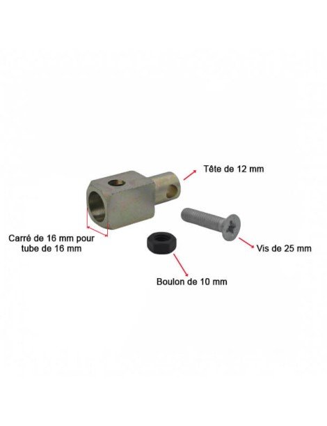 Adaptateur carré 16mm pour tube de 16mm