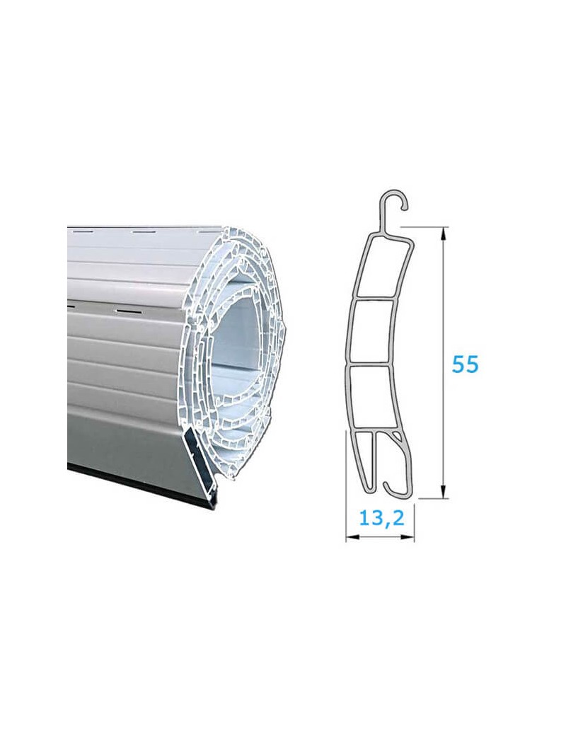 Tablier PVC lame de 55mm Blanc 1500mm maxi
