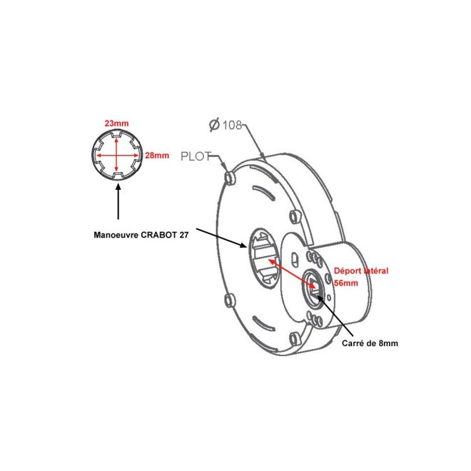 Treuil sortie latérale Crabot ZF Droit