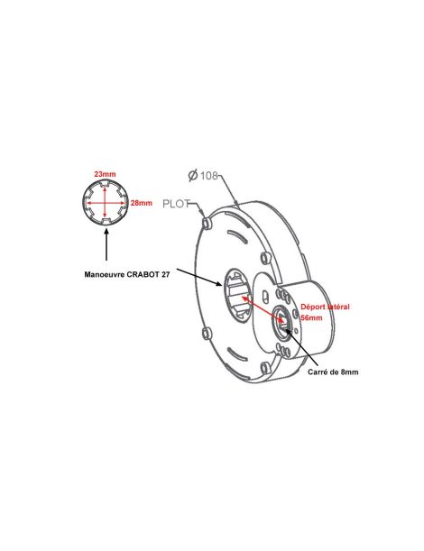 Treuil sortie latérale Crabot ZF Droit