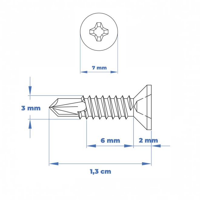Lot de 20 - Vis autoperceuse à tête fraisée Noire 3,5 x 13