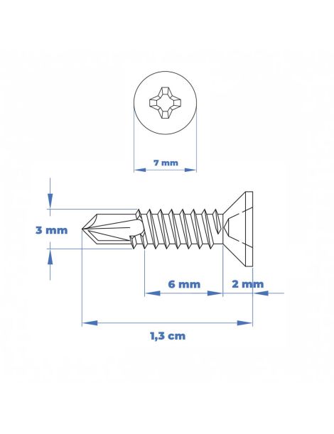 Lot de 20 - Vis autoperceuse à tête fraisée Noire 3,5 x 13