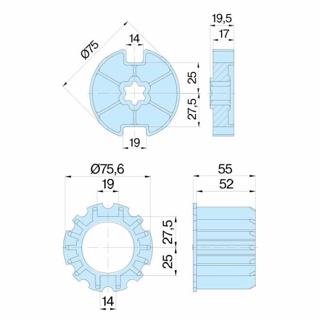Roue et couronne Rond 78 à goutte pour moteur Becker Roue et couronne Rond 78 à goutte pour moteur Becker