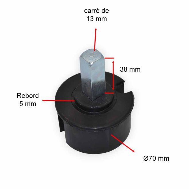 Embout de tube 70 mm - carré de 13mm Mâle Embout de tube 70 mm - carré de 13mm Mâle