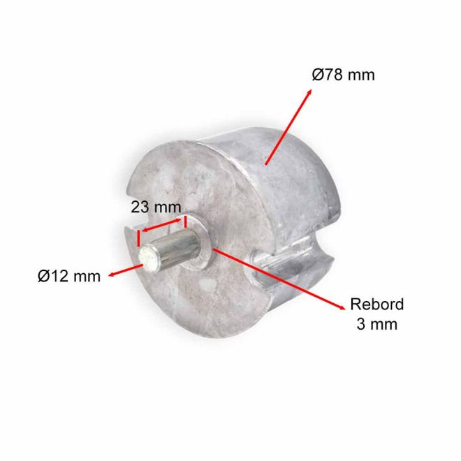 Embout de tube 78 mm - Rond Ø12mm Mâle