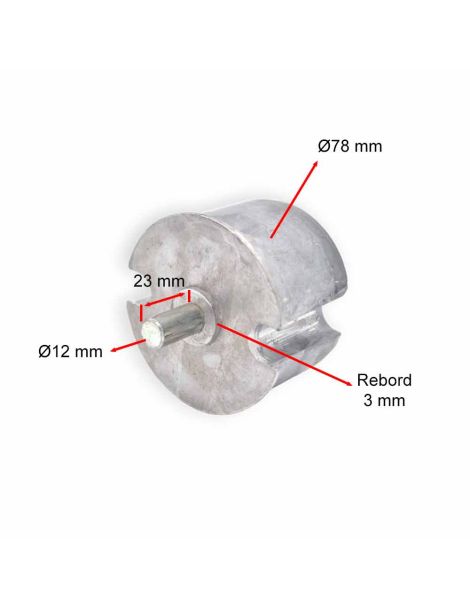 Embout de tube 78 mm - Rond Ø12mm Mâle