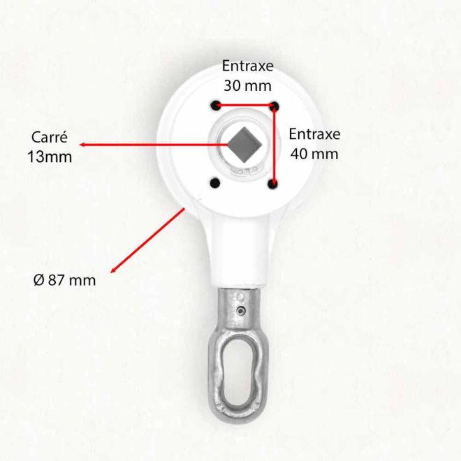 Schéma technique du treuil rapport 1/5 Diam 87 pour store banne