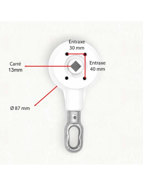 Schéma technique du treuil rapport 1/5 Diam 87 pour store banne