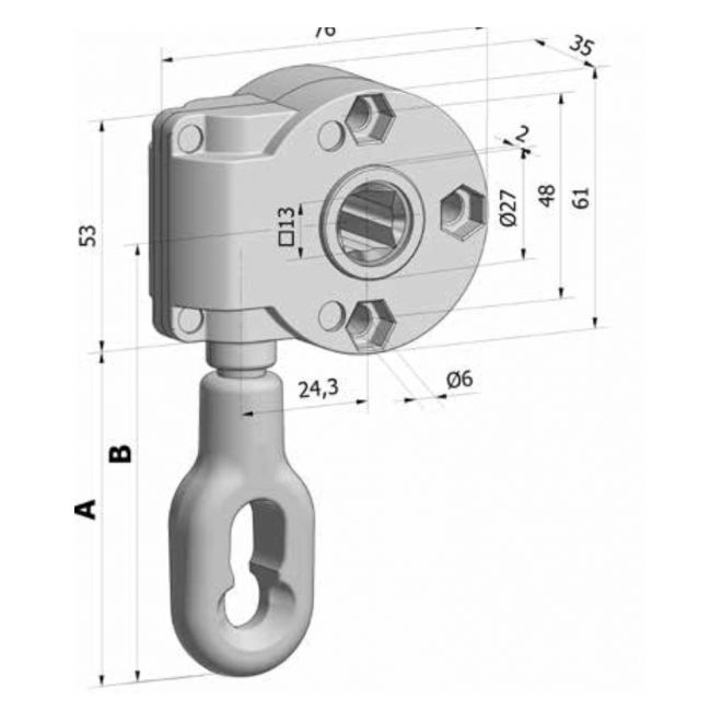 Schéma technique Treuil à vis sans fin 7:1 SFC Blanc