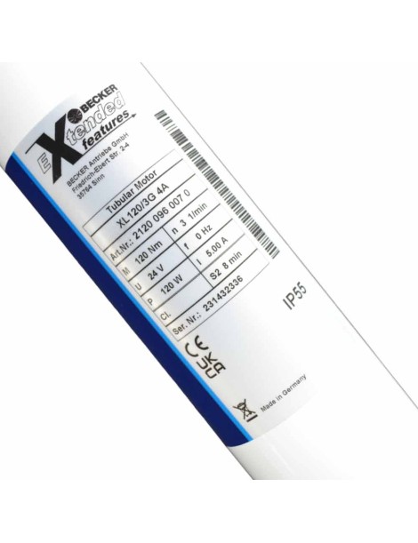 Étiquette détaillée du moteur Becker XL120/3G 24V - M06