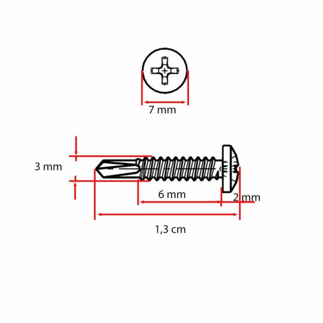 schéma Vis autoperceuse à tête bombée Noir 3,5 x 13