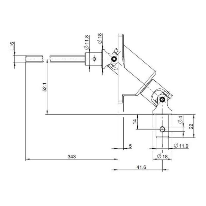 schéma vue de profil Sortie de caisson déportée gauche 