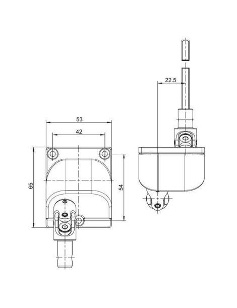 schéma vue du dessus Sortie de caisson déportée gauche Geiger