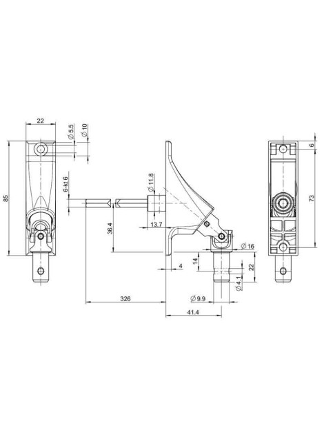 schema Sortie à 90° GEIGER, tenon Ø11.9mm sortie 6P6