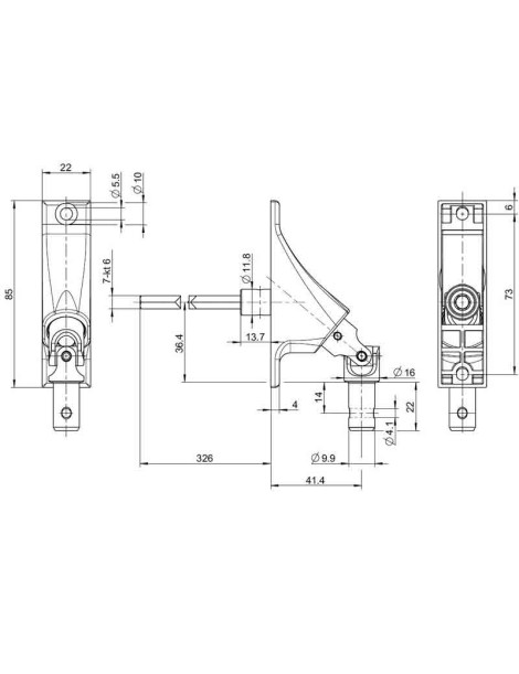 schema Sortie à 90° GEIGER avec tenon Ø11.9mm sortie 6P6