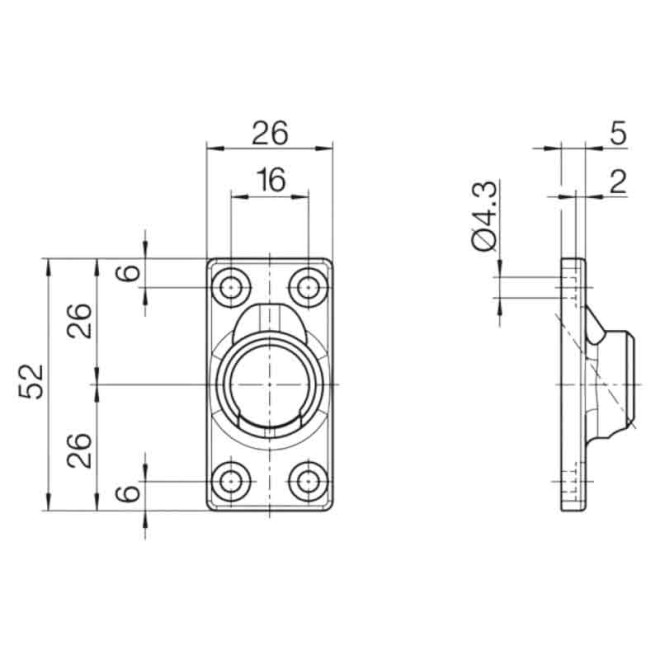  schéma Sortie à 45° GEIGER avec rond Ø12mm sortie carré mâle de 6mm