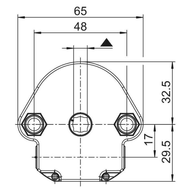 schéma de face du Treuil Bubendorff FDC 1/6 - Entrée Hexagonale 7 mm - Sortie Carrée 8 mm + Tige