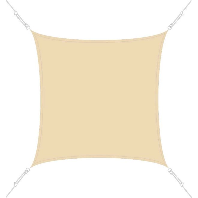 Voile d'ombrage Easysail carré 4x4m coloris Sable Voile d'ombrage Easysail carré 4x4m coloris Sable