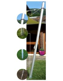 Mât pour voile d'ombrage sur platine à sceller 2,5m