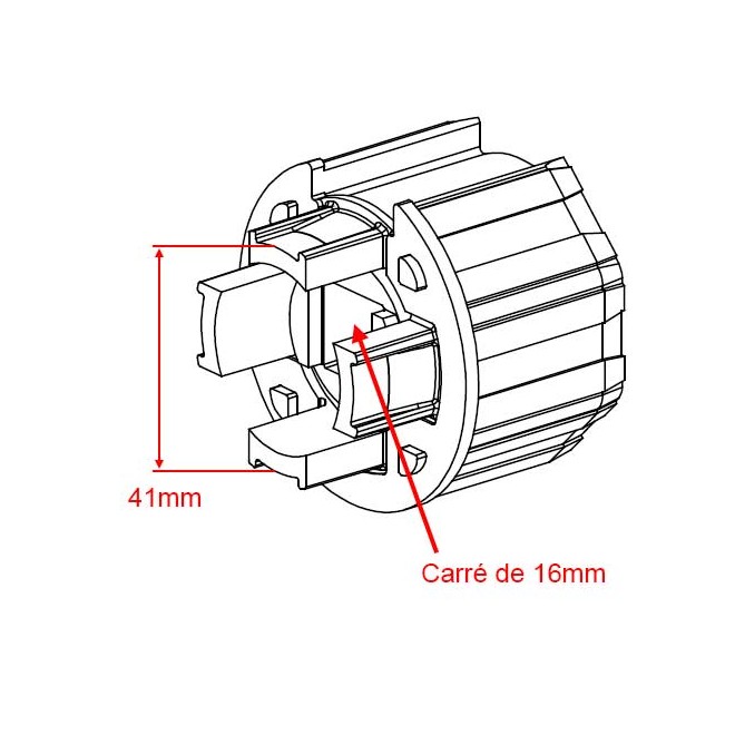 Embout Deprat 62 ou Octo 60 - Carré de 16 traversant