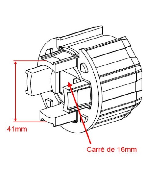 Embout Deprat 62 ou Octo 60 - Carré de 16 traversant