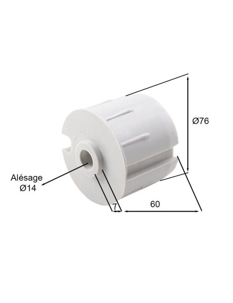 Embout de tube 78mm à gorge - rond de 14mm Femelle