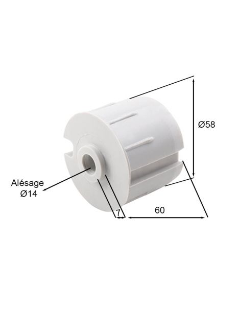 Embout de tube 60mm à gorge - rond de 14mm Femelle