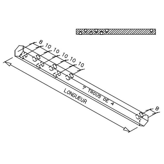 Tige Passe caisson 6pans10 de 15cm
