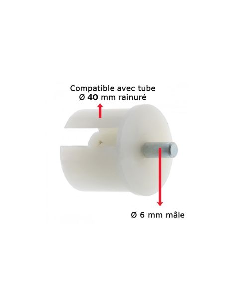 Embout de tube pour store diam. 40mm avec téton de 6mm